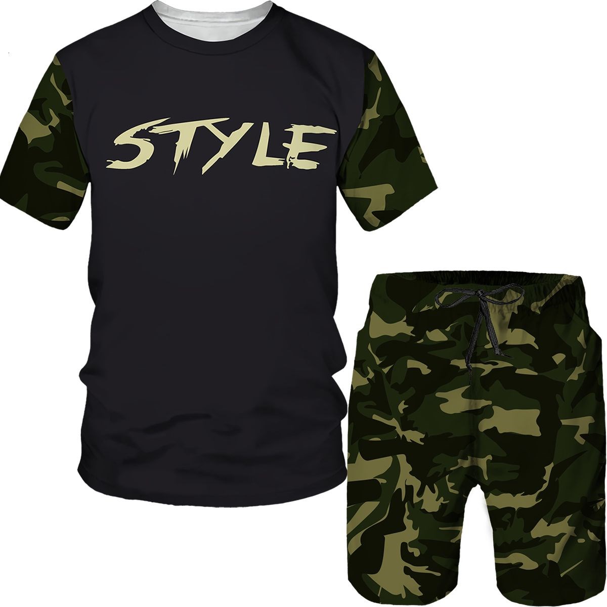 Summer Clothing Outfits - Camouflage Men's Suits Camo 3D Print