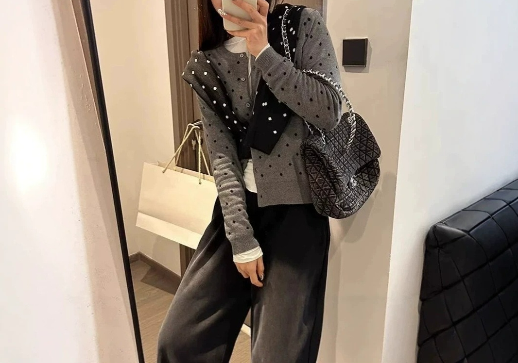 Gray Polka Dot Knitted Cardiga - огляд і ціна Crew Clothing Summer Jacket