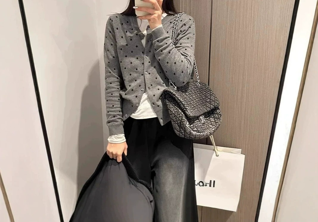 Gray Polka Dot Knitted Cardiga - огляд і ціна Crew Clothing Summer Jacket