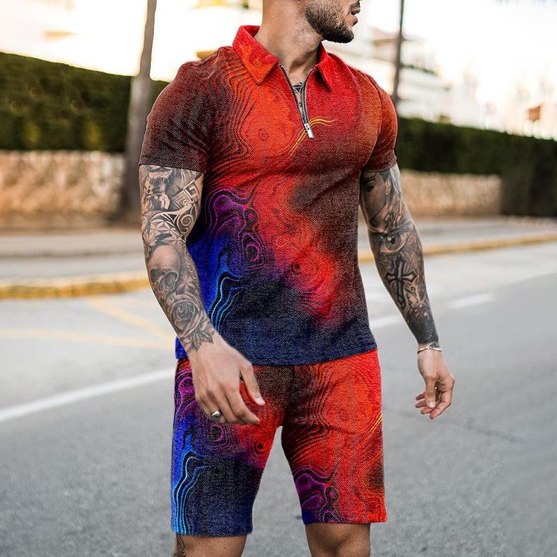 Summer Zipper Polo Shirt Suit  - огляд і ціна Summer Clothing Styles Men