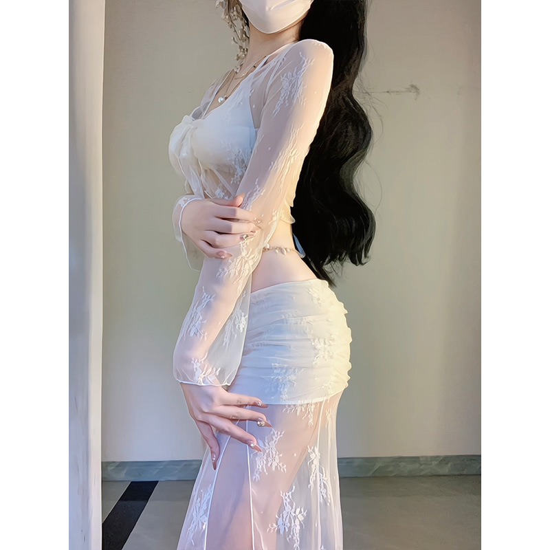 Elegant White Floral Mesh 4 Pi - огляд і ціна Swim Cover Up Mesh