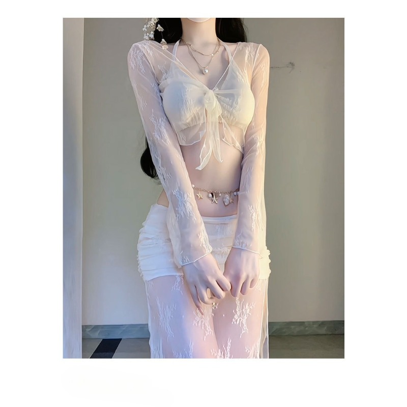 Elegant White Floral Mesh 4 Pi - огляд і ціна Swim Cover Up Mesh