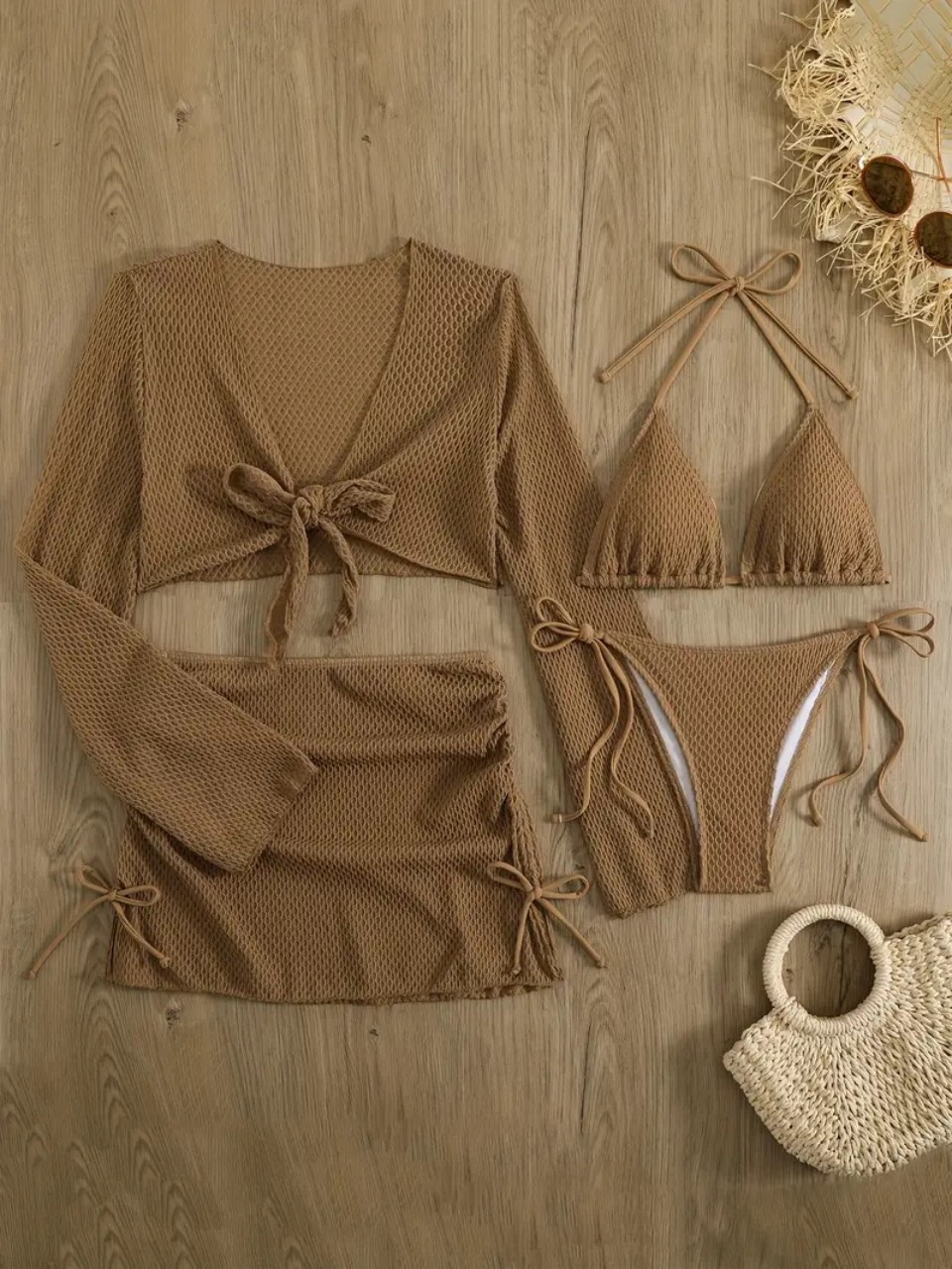 4 Piece Halter Bikinis Set 202 - огляд і ціна Swim Cover Up Mesh