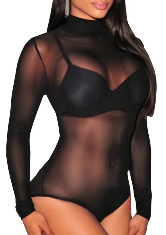 High Elastic Turtleneck Long S - огляд і ціна Swim Cover Up Mesh