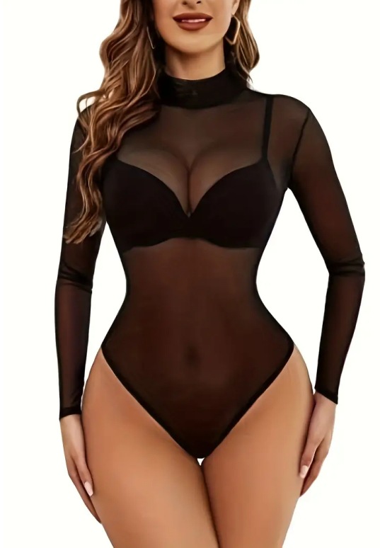 High Elastic Turtleneck Long S - огляд і ціна Swim Cover Up Mesh