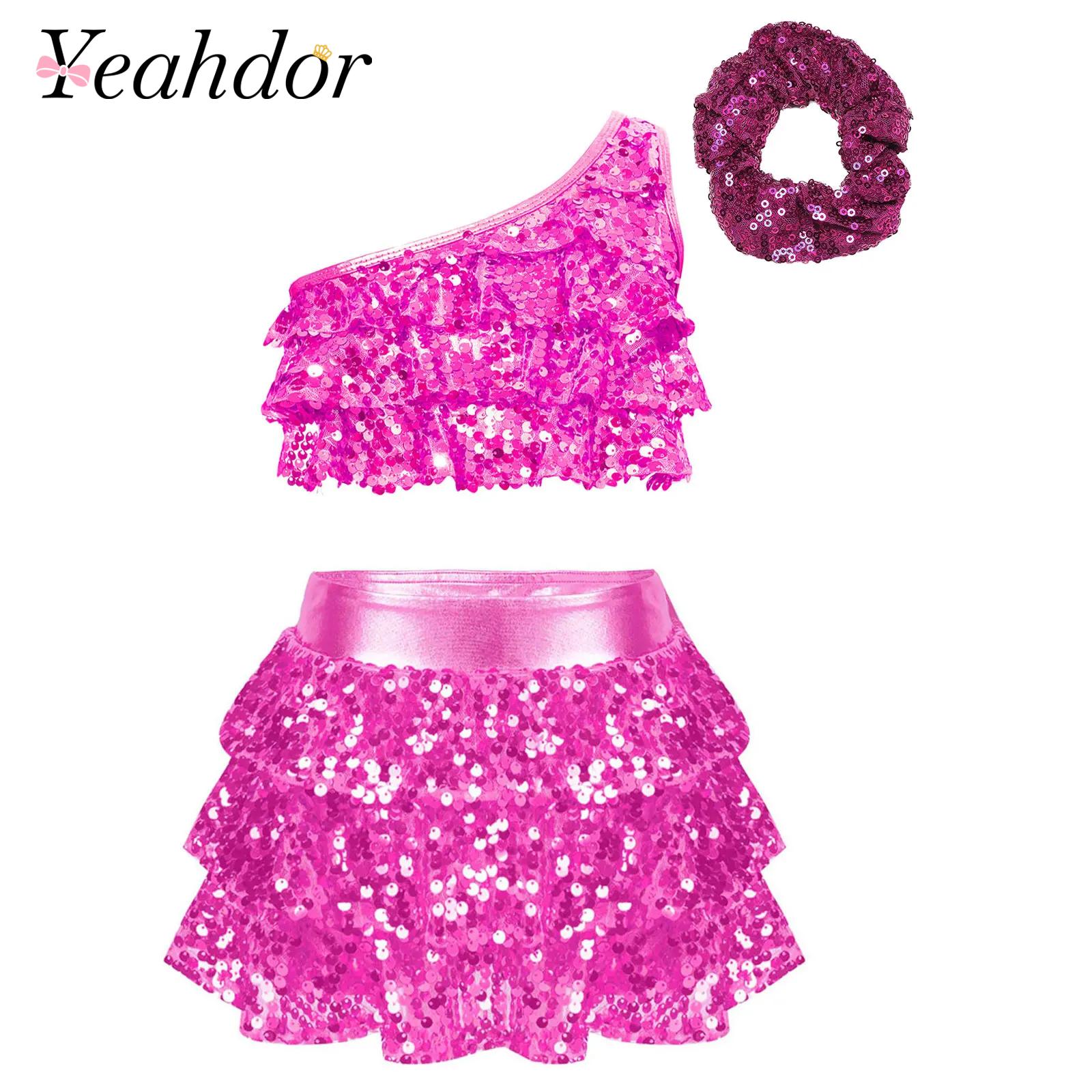 Kids Girls Shiny Sequins Latin - огляд і ціна Summer Kids Clothing