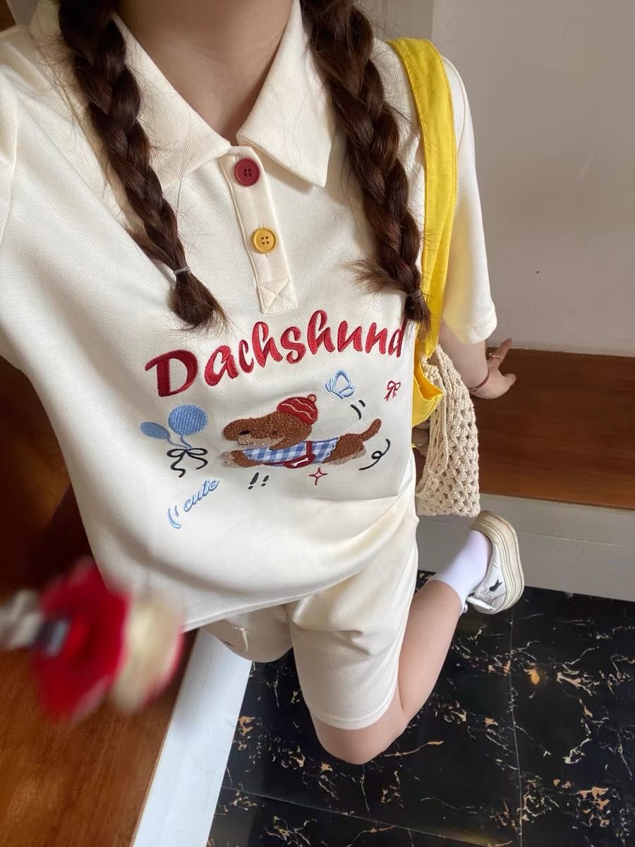 Kawaii Embroidery Dog Japan St - огляд і ціна Japan Summer Clothing Women
