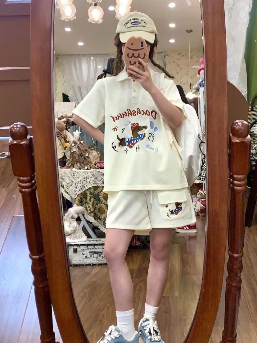 Kawaii Embroidery Dog Japan St - огляд і ціна Japan Summer Clothing Women