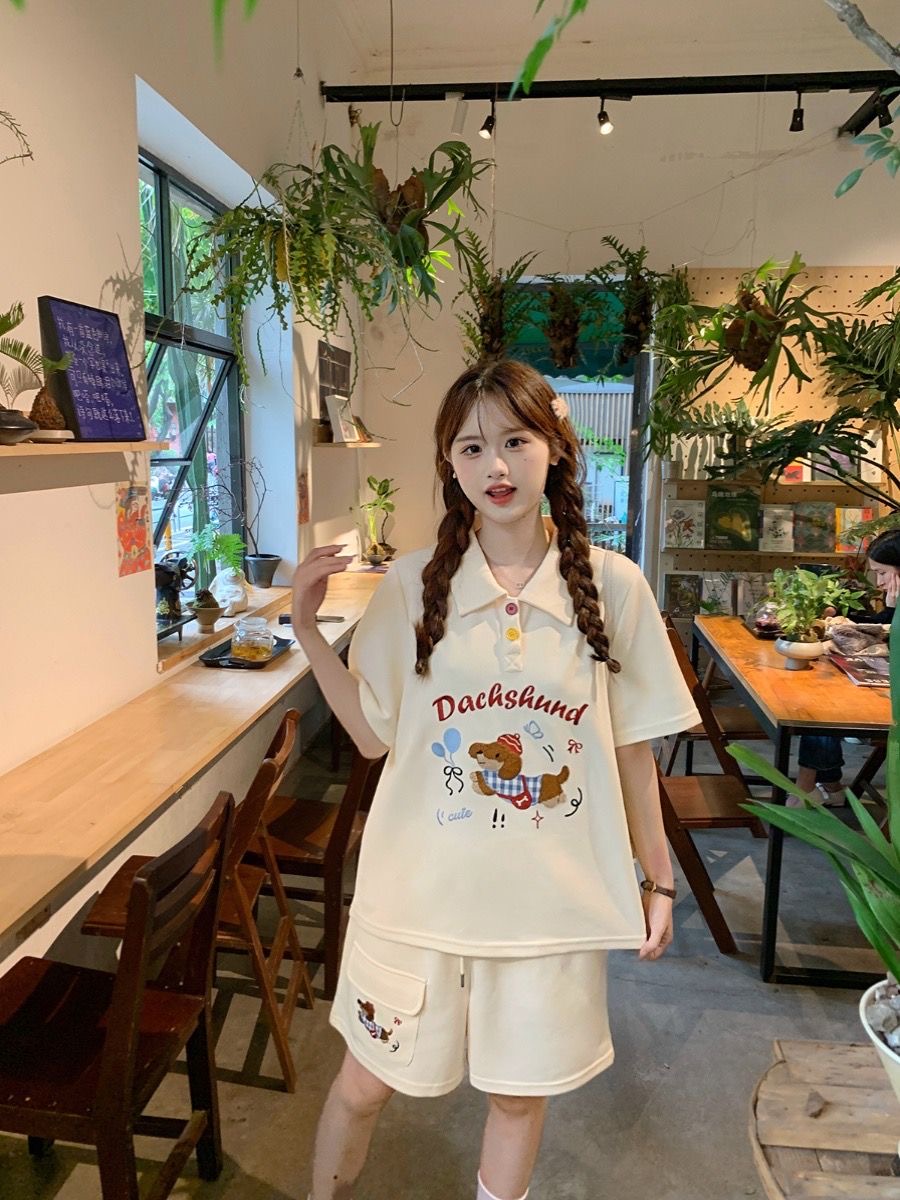 Kawaii Embroidery Dog Japan St - огляд і ціна Japan Summer Clothing Women